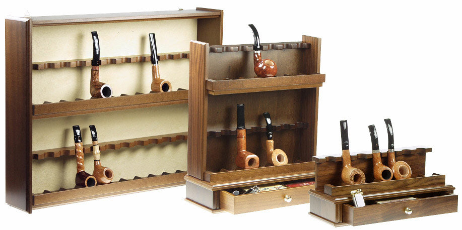 Portapipe 24 posti da Muro in Noce e fondo color Panna - SmokenStore.com