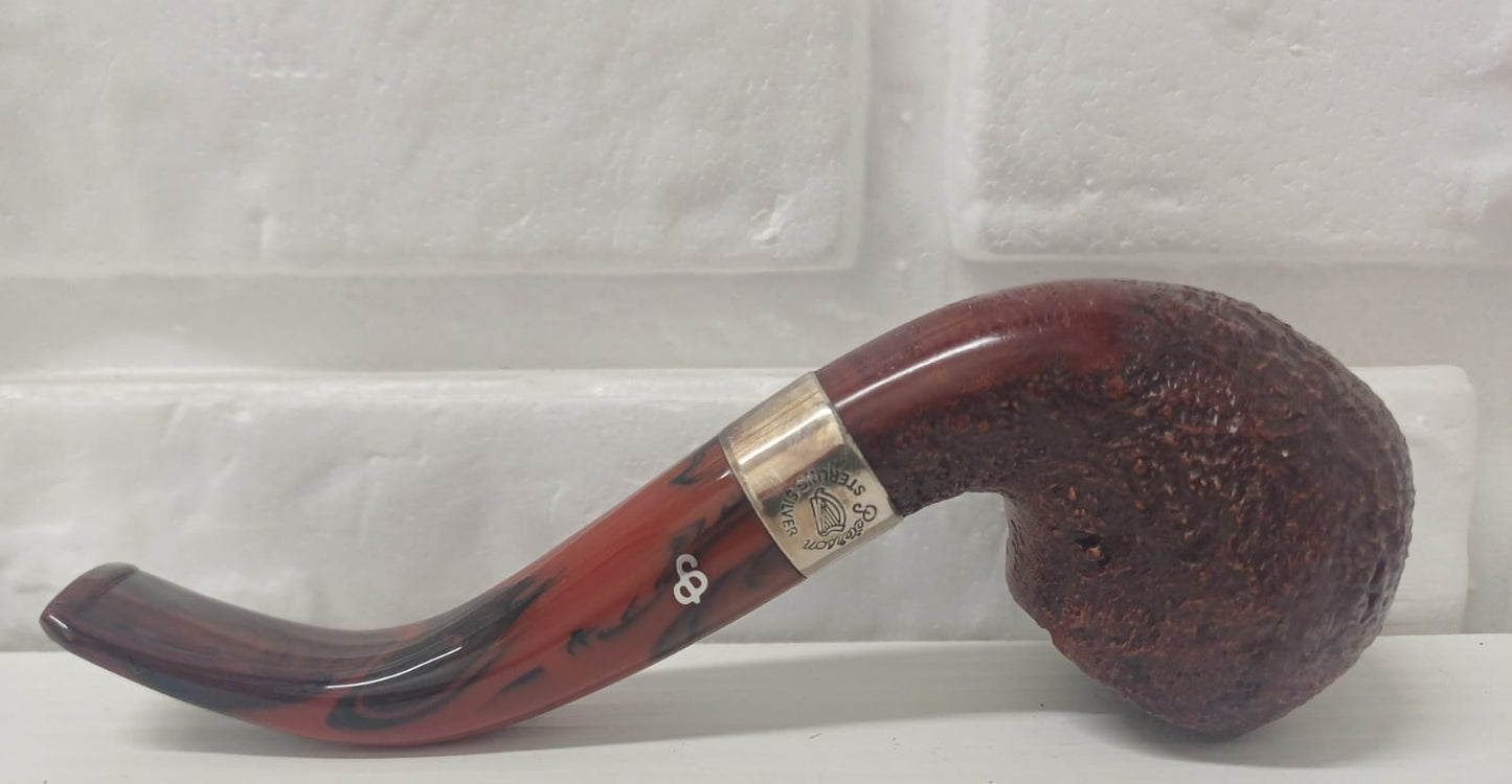 Pipa Peterson Irish Harp Sandblasted 03 | Fishtail | Rusticata | Radica Eccellente | Bent apple | Curva