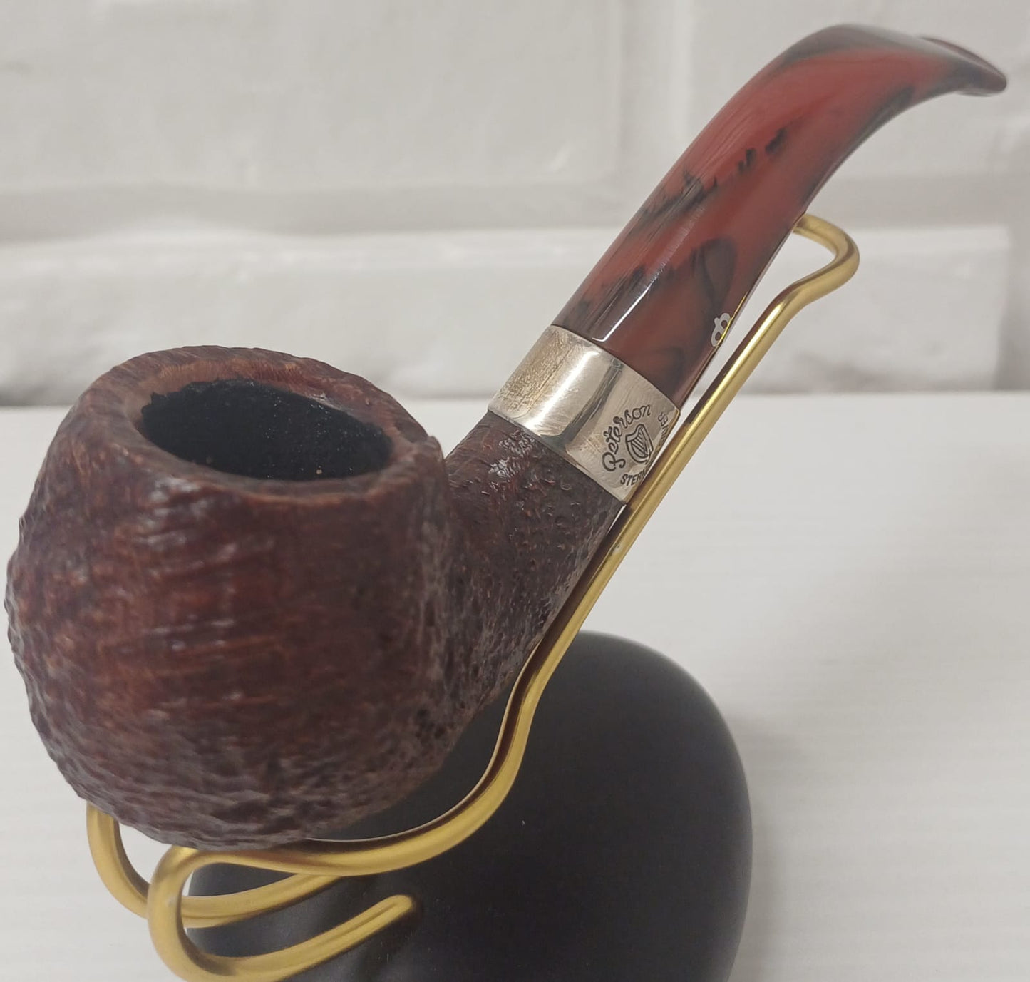 Pipa Peterson Irish Harp Sandblasted 03 | Fishtail | Rusticata | Radica Eccellente | Bent apple | Curva