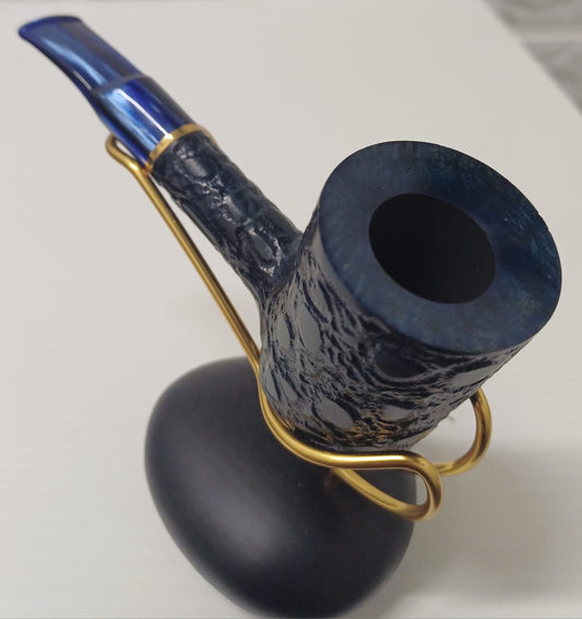 Pipa SAVINELLI Alligator Blu Rusticata 311 KS | King Size | Poker | Semi Curva | Finissaggio Panel