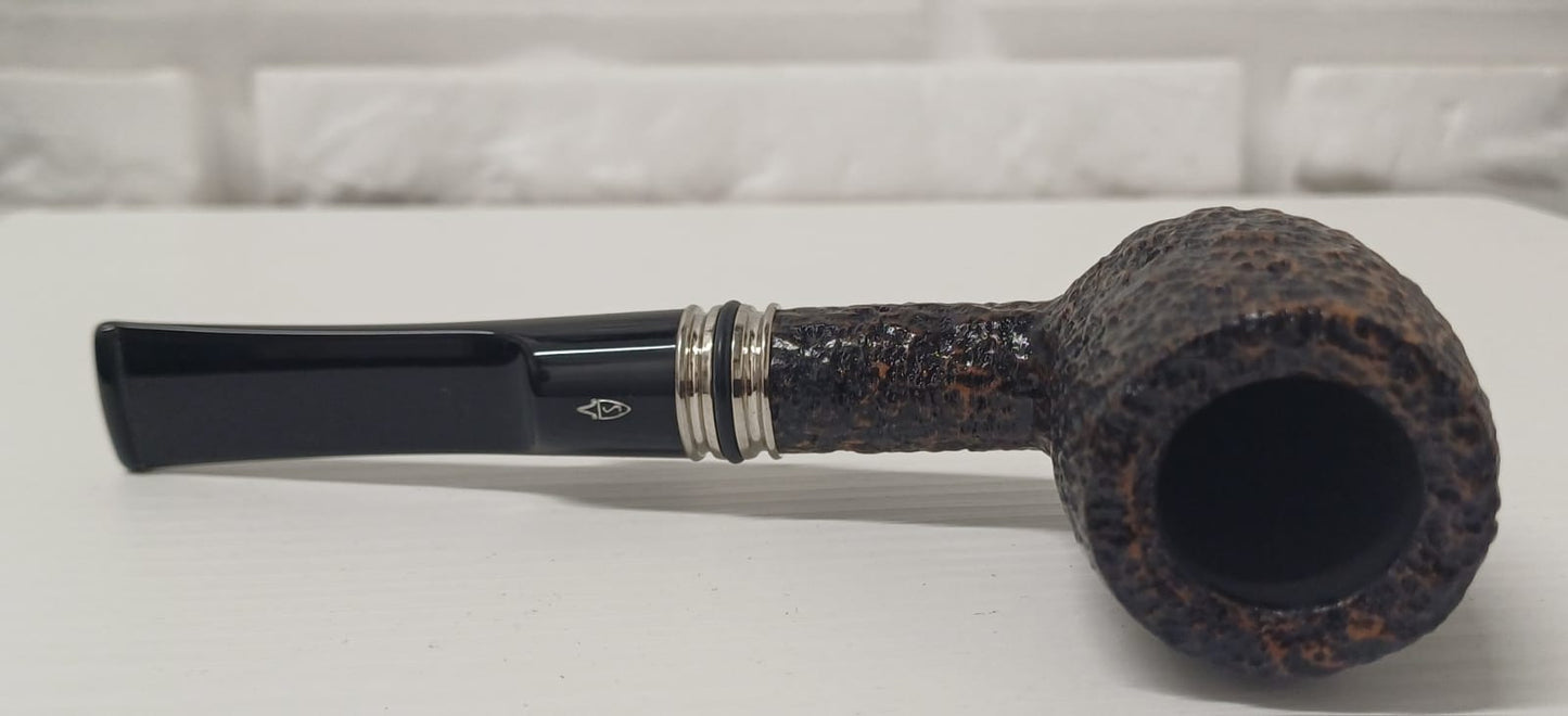 Pipa SAVINELLI Desigual Rusticata 127 | Regolare | Billiard | Dritta |con Vera in alluminio e anelli in gomma colorati