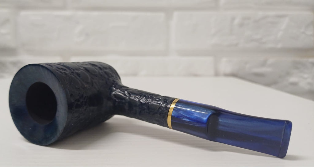 Pipa SAVINELLI Alligator Blu Rusticata 311 KS | King Size | Poker | Semi Curva | Finissaggio Panel