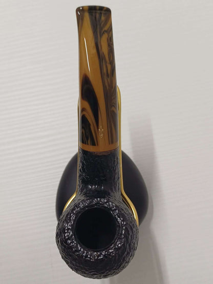 Pipa SAVINELLI Tigre 642 | Apple | Molto curva | Rusticata | Regolare | Finissaggio rusticato nero