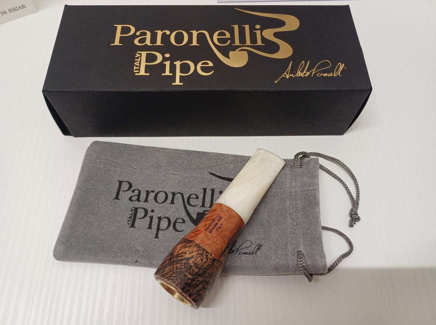 Paronelli Pipa in radica SPINNLINE calabash reverse liscia Bianca