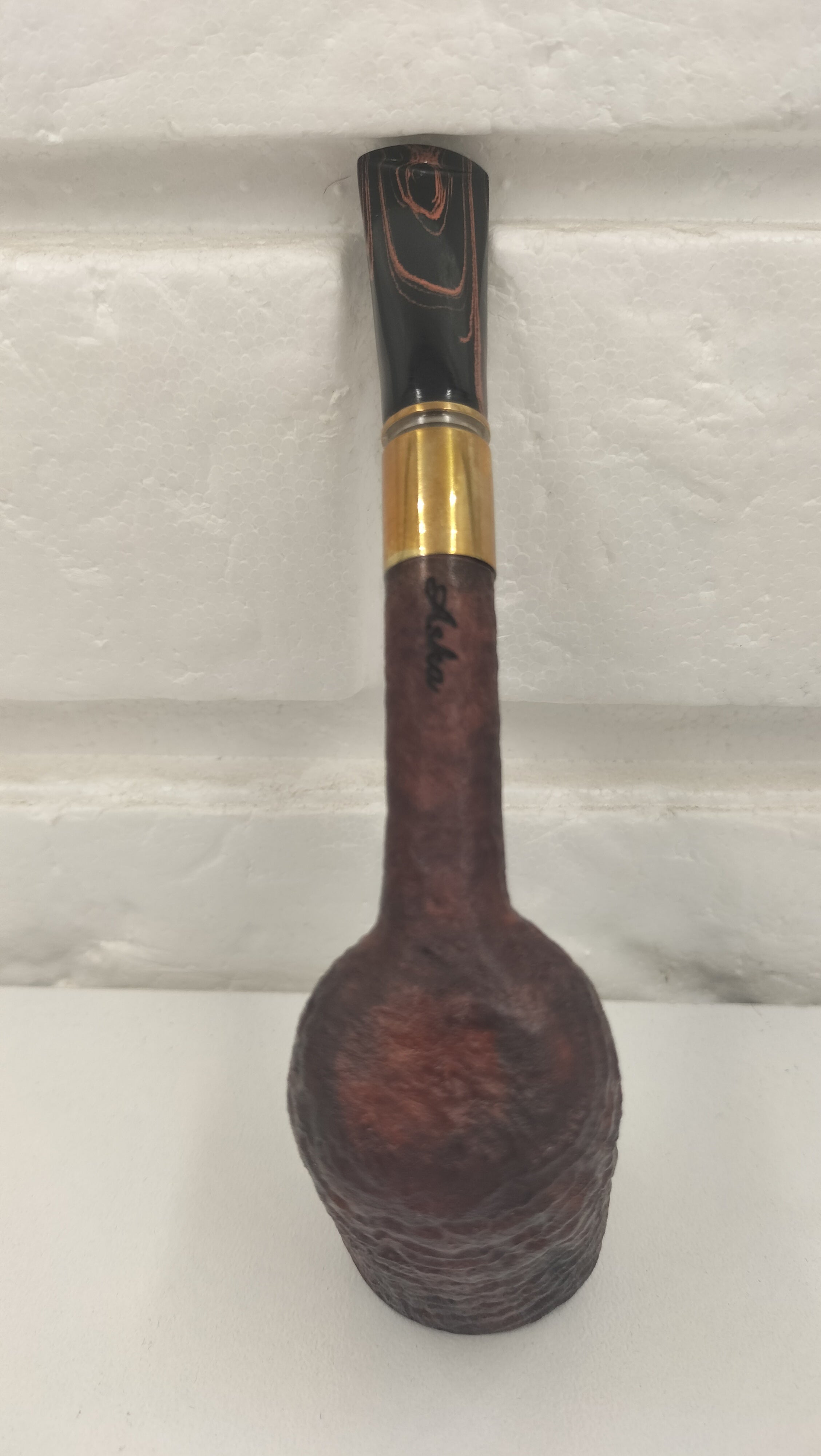 Aska Pipa Artigianale Brandy Dritta Colt con Bossolo in Ottone