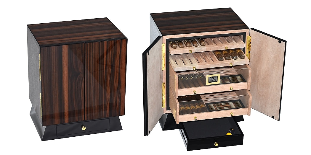 Vetrina Porta Sigari Humidor con 5 cassetti Ebano Macassar - SmokenStore.com