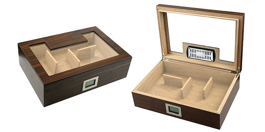 Humidor in Noce e Vetro con Divisori Magnetici - SmokenStore.com