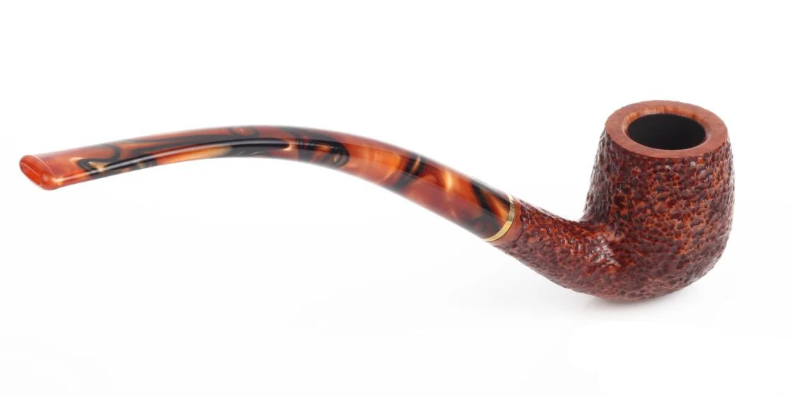 Pipa Savinelli Clarck's Favorite Rusticata 6 mm, Billiard Curva dal lungo bocchino
