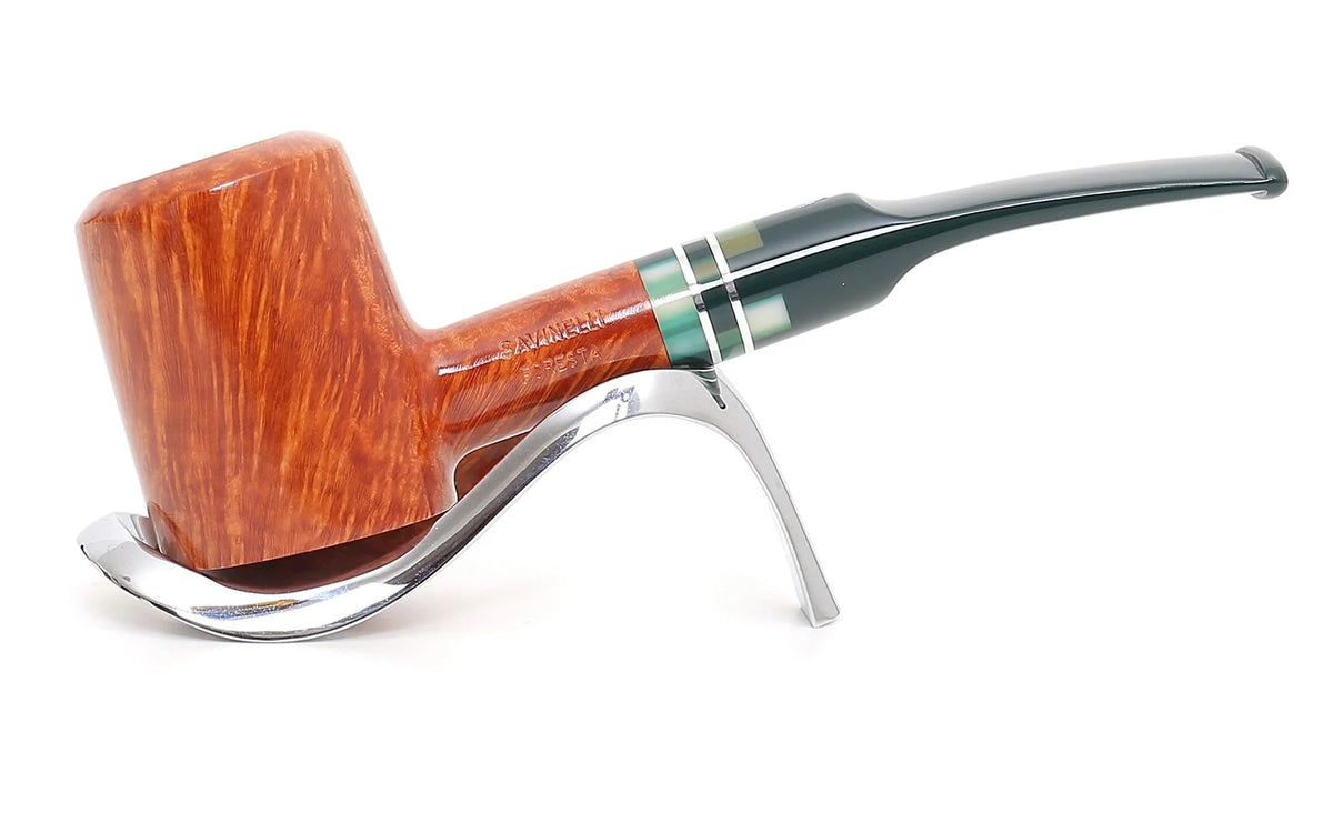 Pipa Savinelli Foresta Liscio Naturale Modello 310 KS (Poker) | Bocchino Verde e Veretta Tricolore