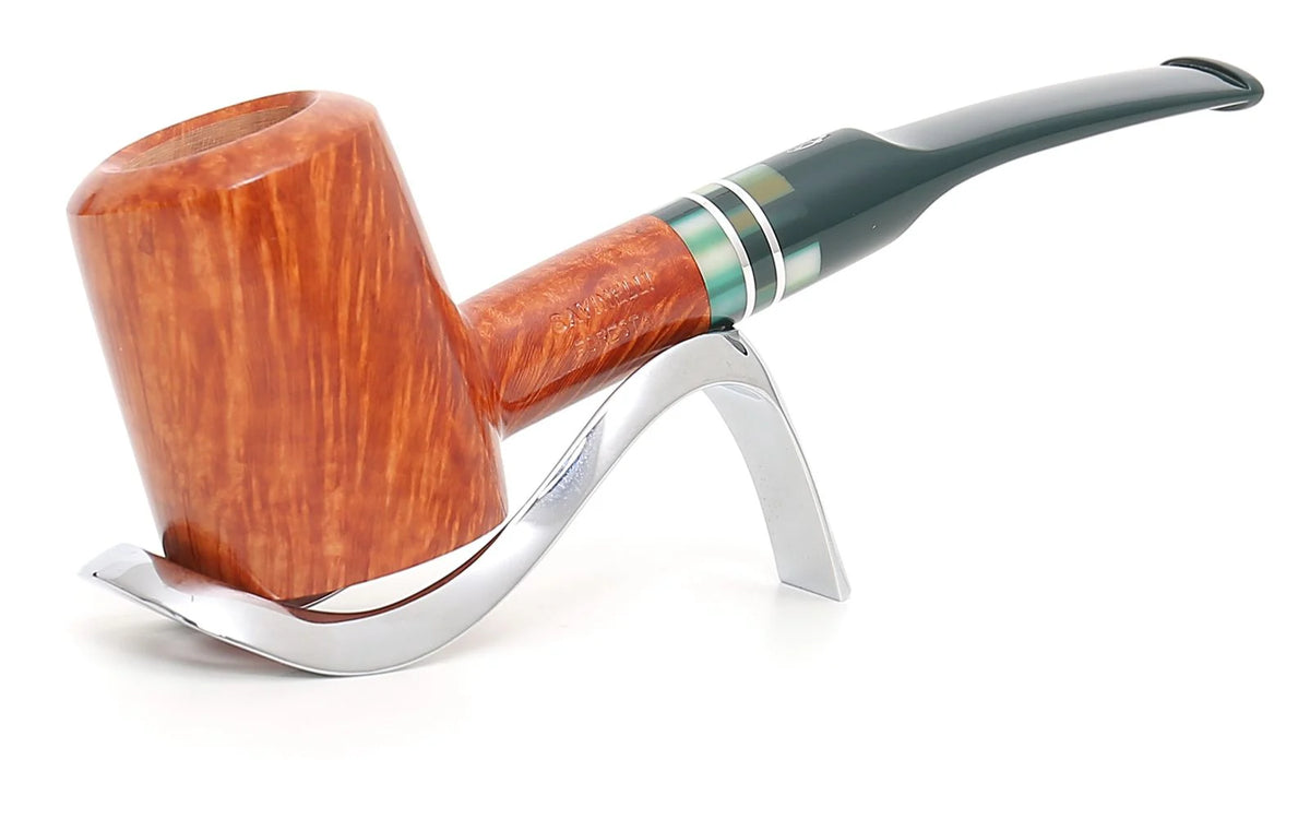 Pipa Savinelli Foresta Liscio Naturale Modello 310 KS (Poker) | Bocchino Verde e Veretta Tricolore