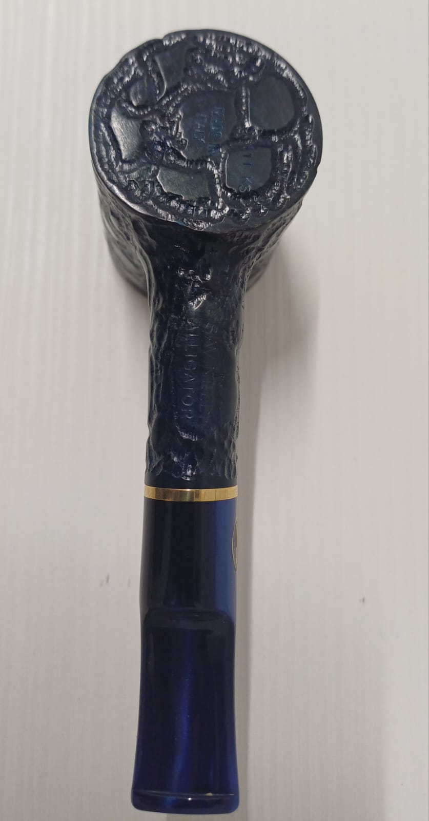 Pipa SAVINELLI Alligator Blu Rusticata 311 KS | King Size | Poker | Semi Curva | Finissaggio Panel