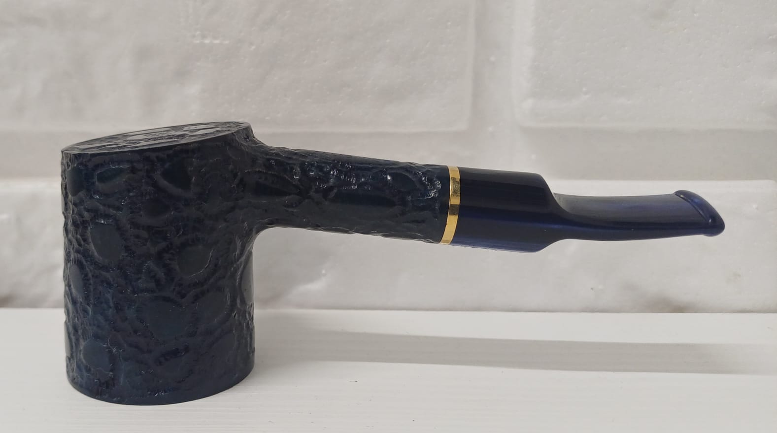 Pipa SAVINELLI Alligator Blu Rusticata 311 KS | King Size | Poker | Semi Curva | Finissaggio Panel
