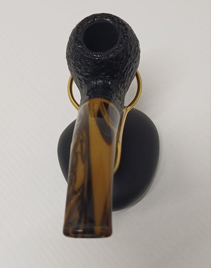 Pipe SAVINELLI Tiger 642 | Apple | Very curved | Rusticated | Regular | Black rustic finish