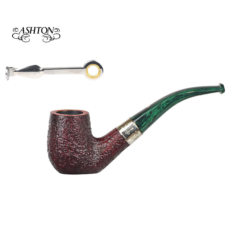 Ashton Artisan Pipe Group LX - Brindle - Worked Silver Band