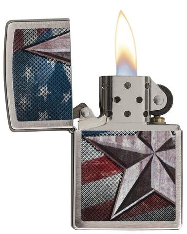 Zippo Accendino Retro Star Brushed Chrome Windproof Pocket Lighter