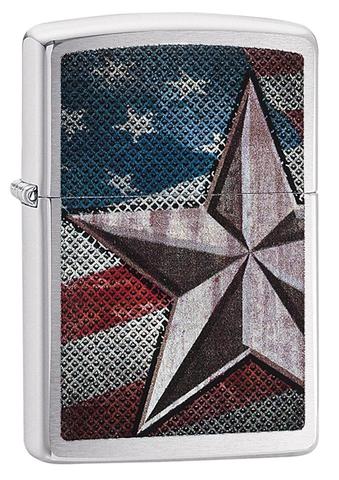Zippo Accendino Retro Star Brushed Chrome Windproof Pocket Lighter